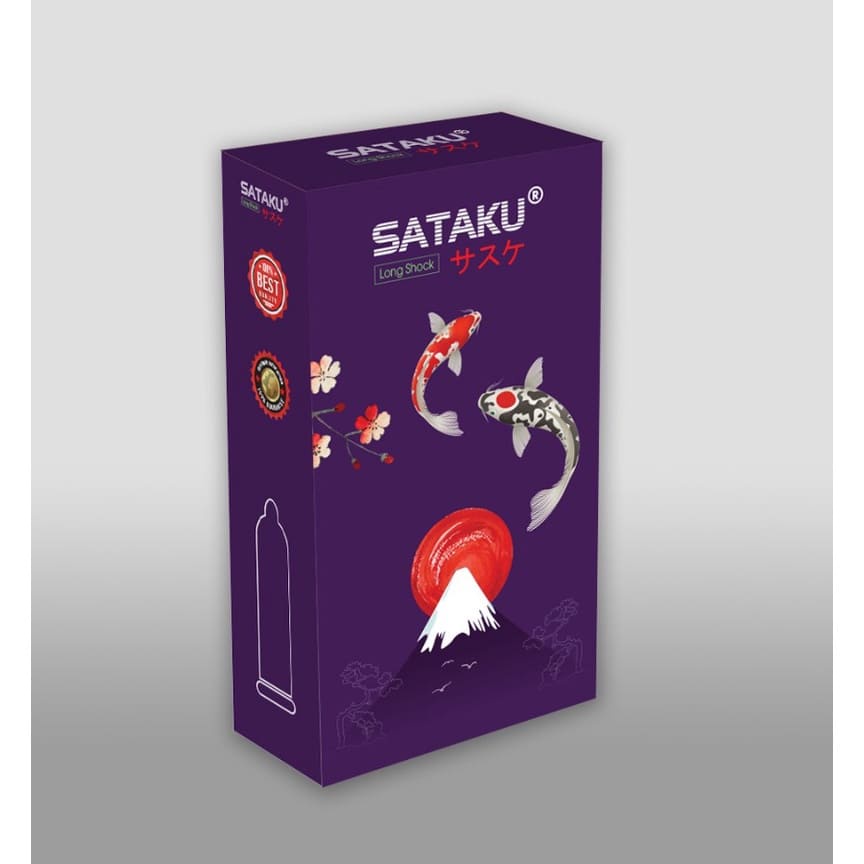 Bao cao su SATAKU 5 IN1 - SIÊU MỎNG, GÂN DÀI, CỔ THẮT, HƯƠNG BẠC HÀ, KÉO DÀI THỜI GIAN.