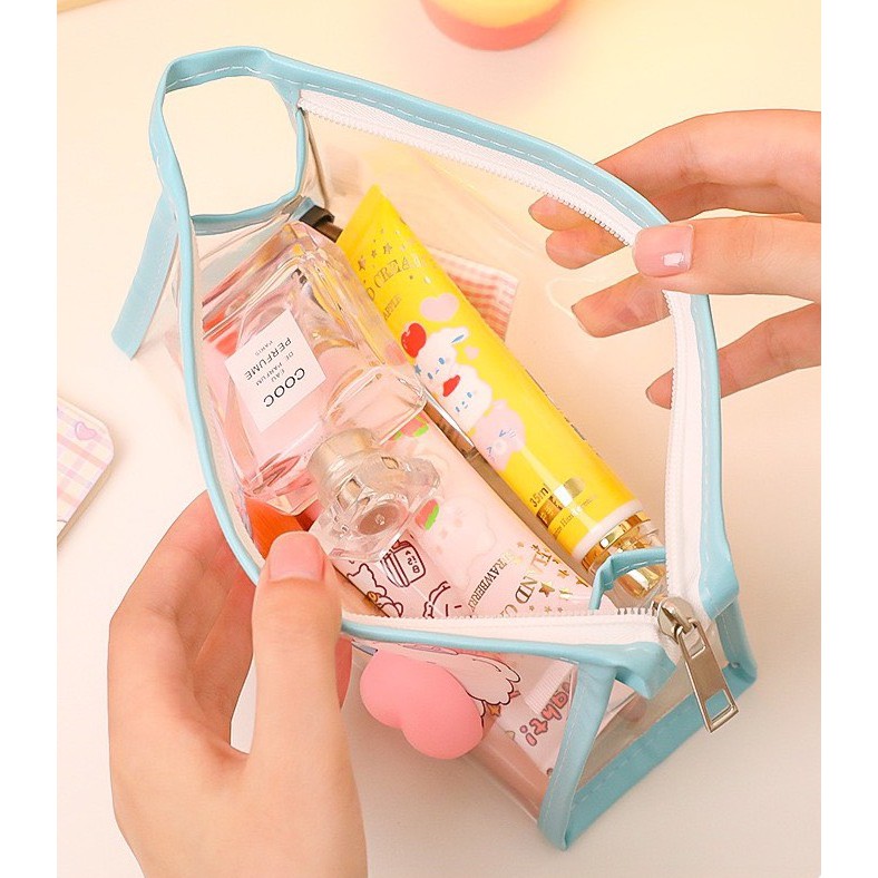 Hộp bút, túi đựng mĩ phẩm trong suốt in hình hoạt hình dễ thương