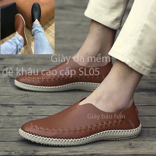 Giày Lười Da ( Mọi Da Nam) Đế Khâu Da Bò, Mã SL05.