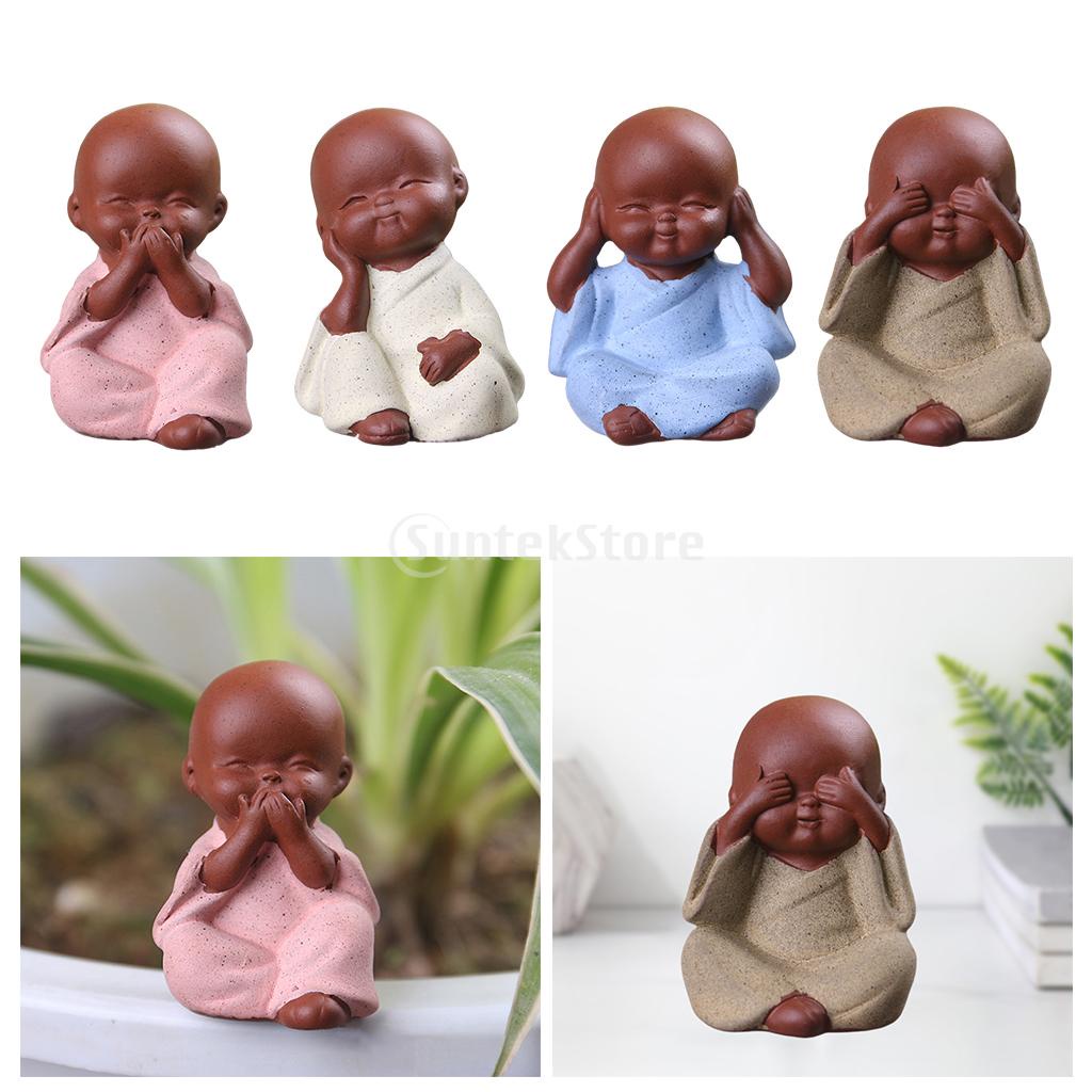 Tượng Chú Tiểu Mini Bằng Gốm Để Bàn Trang Trí