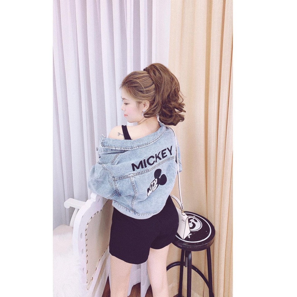 Áo nữ 🍍FREE SHIP🍍 áo khoác bò thêu mickey sau lưng mẫu 2020