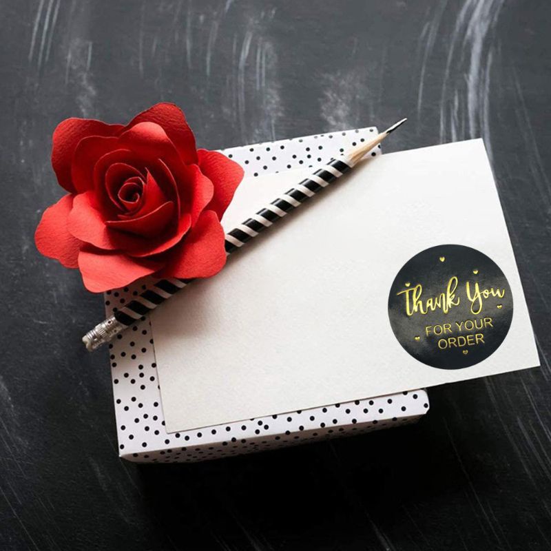 Set 500 miếng dán chữ Thank You for Your Order dùng để trang trí túi bánh