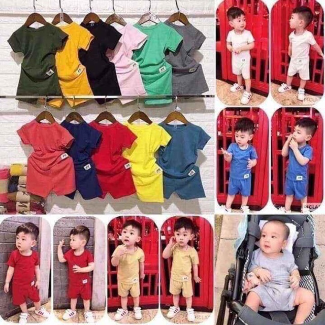 Combo 5 bộ ngắn tay trơn siêu xinh cho bé trai/ gái 7-20kg