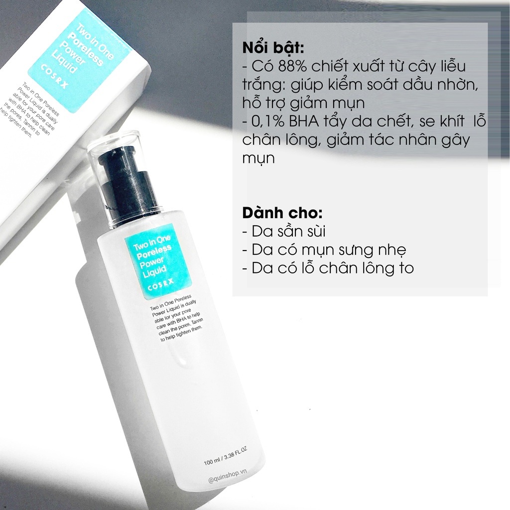 Tinh Chất Se Khít Lỗ Chân Lông COSRX Two In One Poreless Power Liquid 100ml