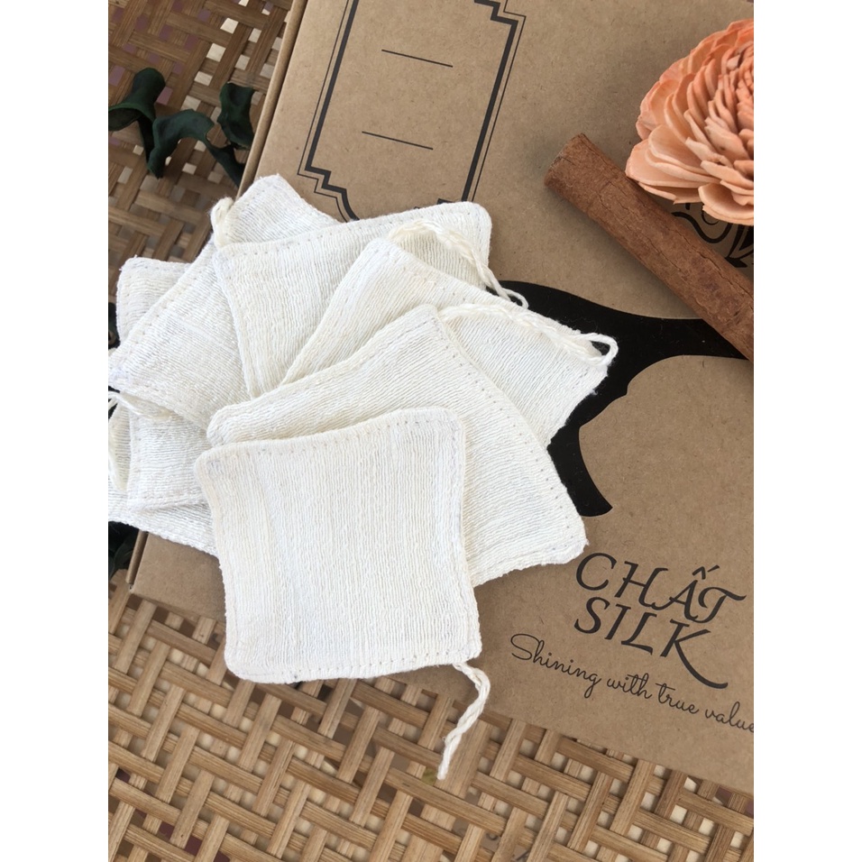Set 5 bông tẩy trang tơ tằm làm sạch da CỔ CHẤT SILK 100% thiên nhiên bảo vệ da nhạy cảm có thể tái sử dụng
