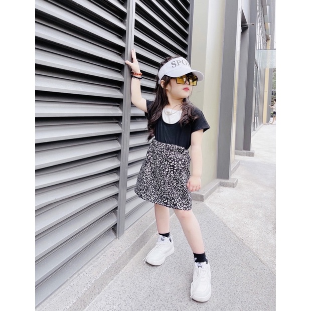 Xả Set áo phối cv beo xkids bé gái 15-25kg