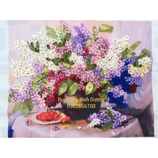 Tranh thêu ruy băng 60x50cm