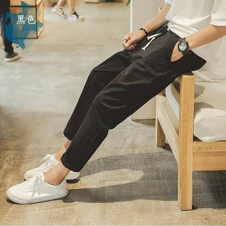 Quần kaki basic có dây rút cho nam nữ, Plaid Pants unisex