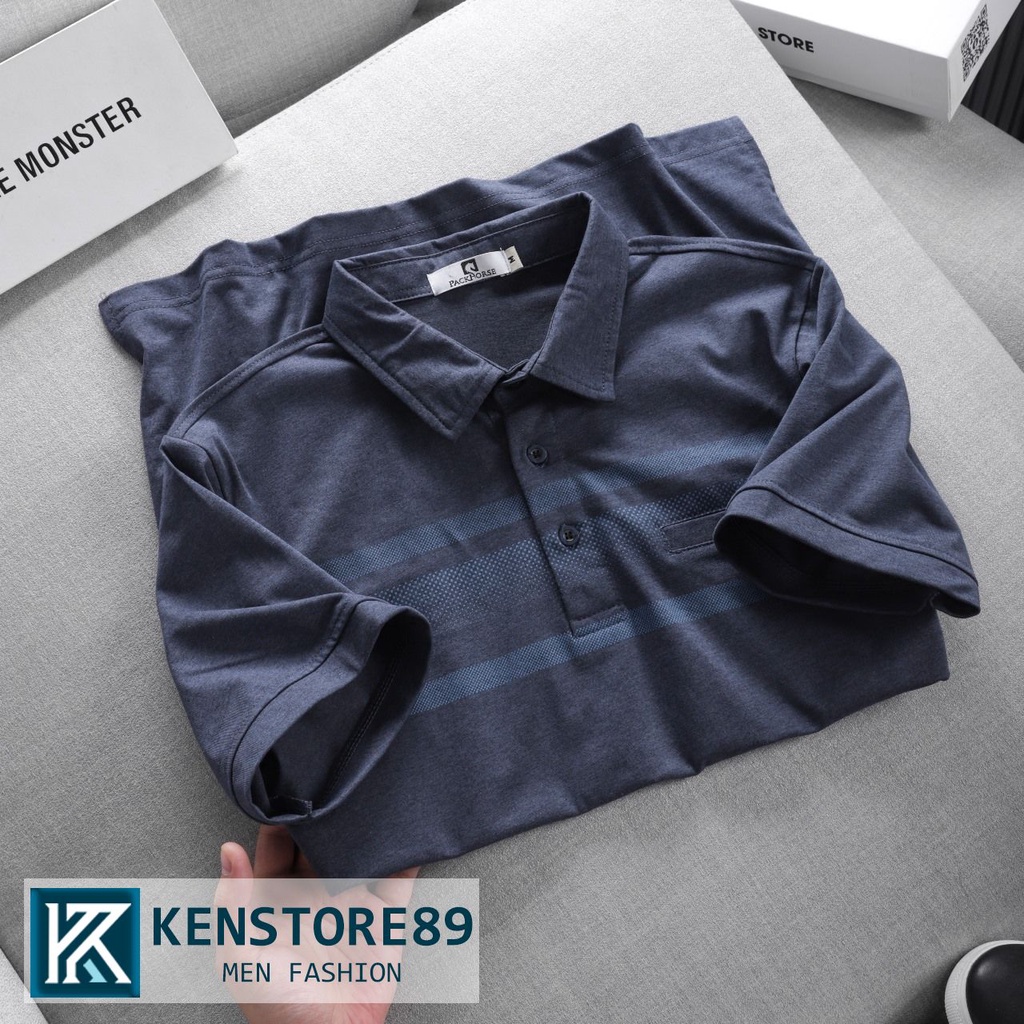 Áo thun nam trung niên có cổ PH có túi vải cotton KENSTORE89 ATP150