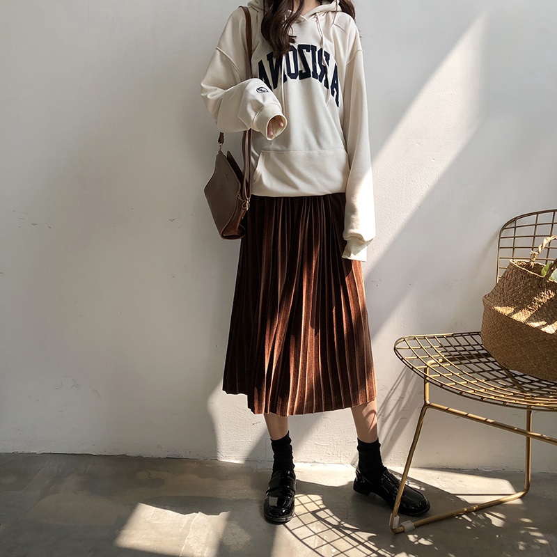 SUXI Chân váy eo cao thời trang nữ phong cách Hàn Quốc