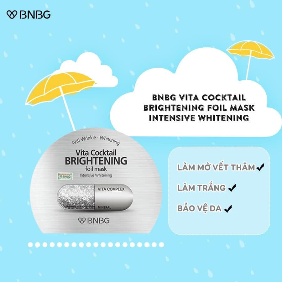 MẶT NẠ THIẾC CHỐNG LÃO HOÁ DƯỠNG SÁNG BNBG Vita Cocktail Aqua Foil Mask + 2% PHÍ SHOPEE