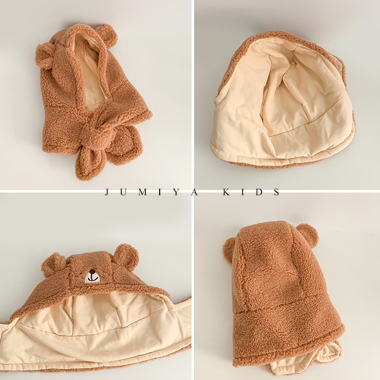 Mũ Tai Gấu Kèm Khăn Choàng Ấm Áp Cho Bé