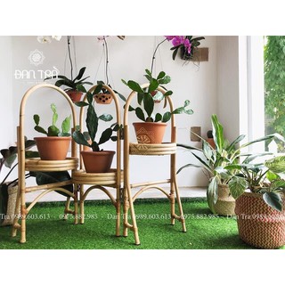 Kệ cây mây, kệ mây 3 tầng để cây, kệ mây décor phòng, kệ tủ mây đan trà, nội thất mây tre đan