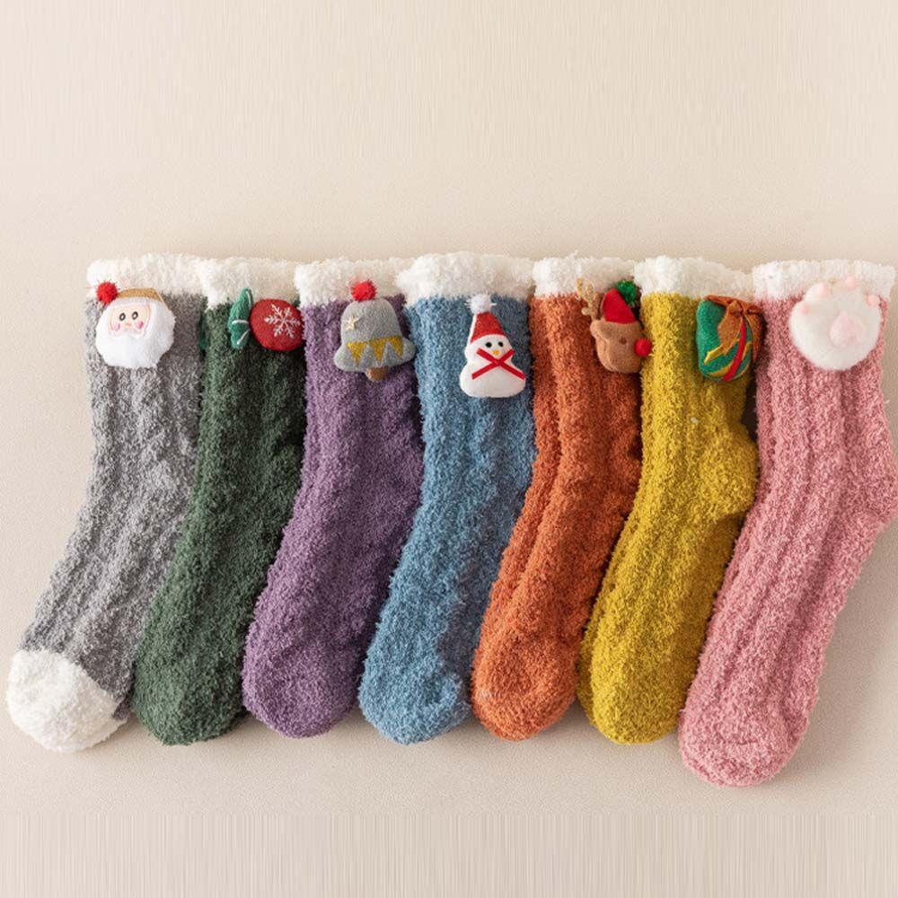 1 Đôi Vớ Thoáng Khí Họa Tiết Giáng Sinh Đáng Yêu