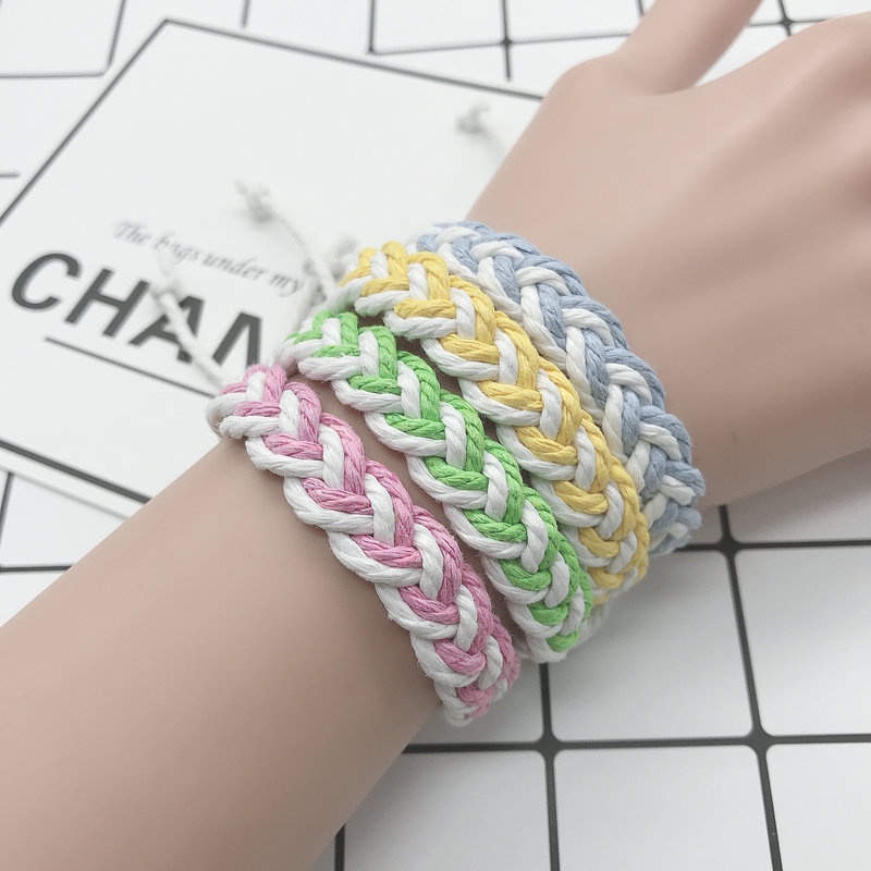 Thời Trang Vòng Tay Tình Bạn Bằng Vải Bện Phong Cách Hàn Quốc Cho Nam Nữ 2 3 4 5 6 7