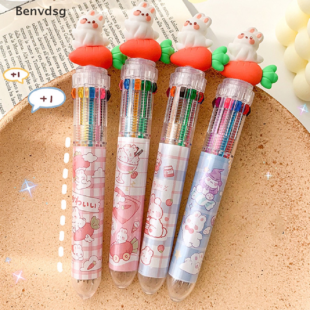 1 Cây Bút Bi Hình Động Vật Hoạt Hình Nhiều Màu 10 Ngòi Thay Thế