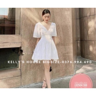 [Hàng Có Sẵn] Bigsize Đầm Xếp Ly Eo Viền Ren (Từ 45kg đến 100kg)