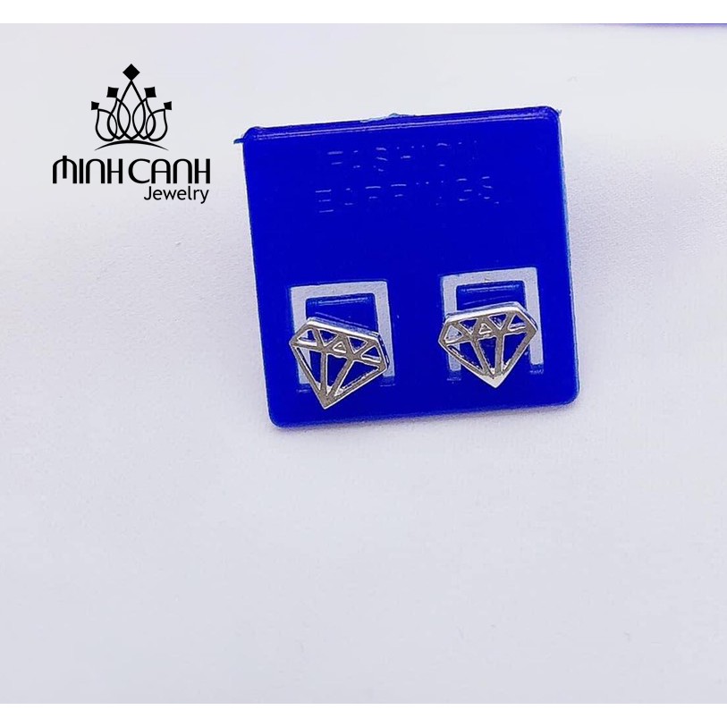 Bông Tai Bạc Hình Kim Cương - Minh Canh Jewelry