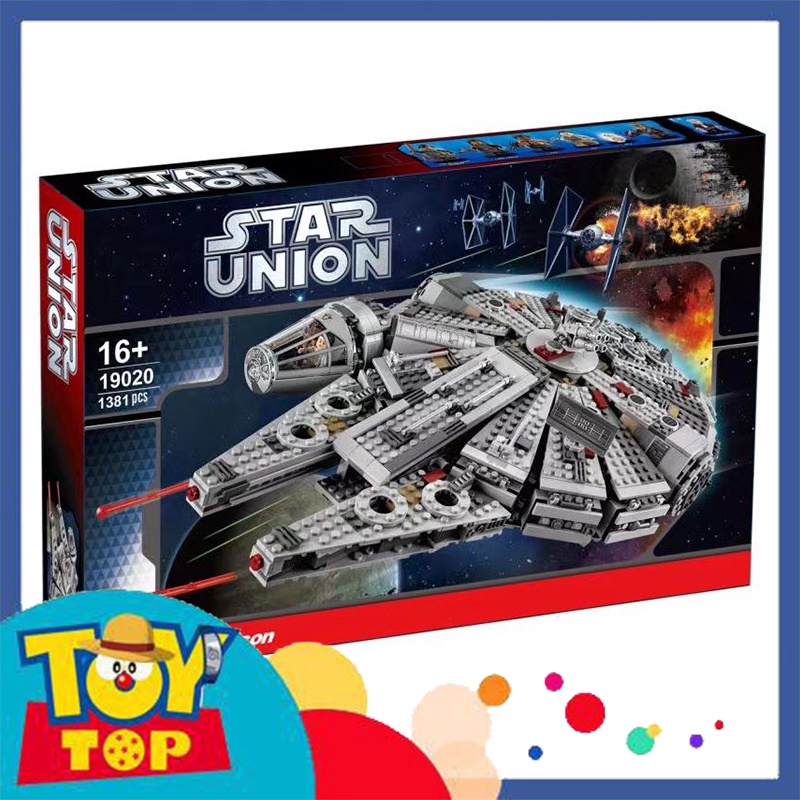 Đồ chơi lắp ráp ghép Star Wars tàu phi thuyền vũ trụ Millennium Falcon xếp hình No 61103 A19020 66008 mô phỏng 75105