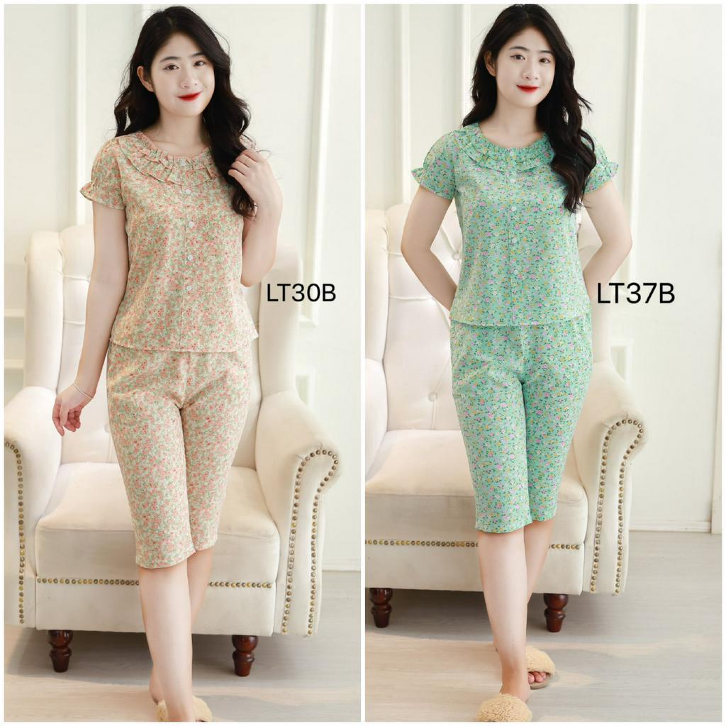 Đồ bộ mặc nhà nữ, đồ bộ thiết kế vải lụa thái mềm mịn co giãn nhẹ mẫu lửng hè mát