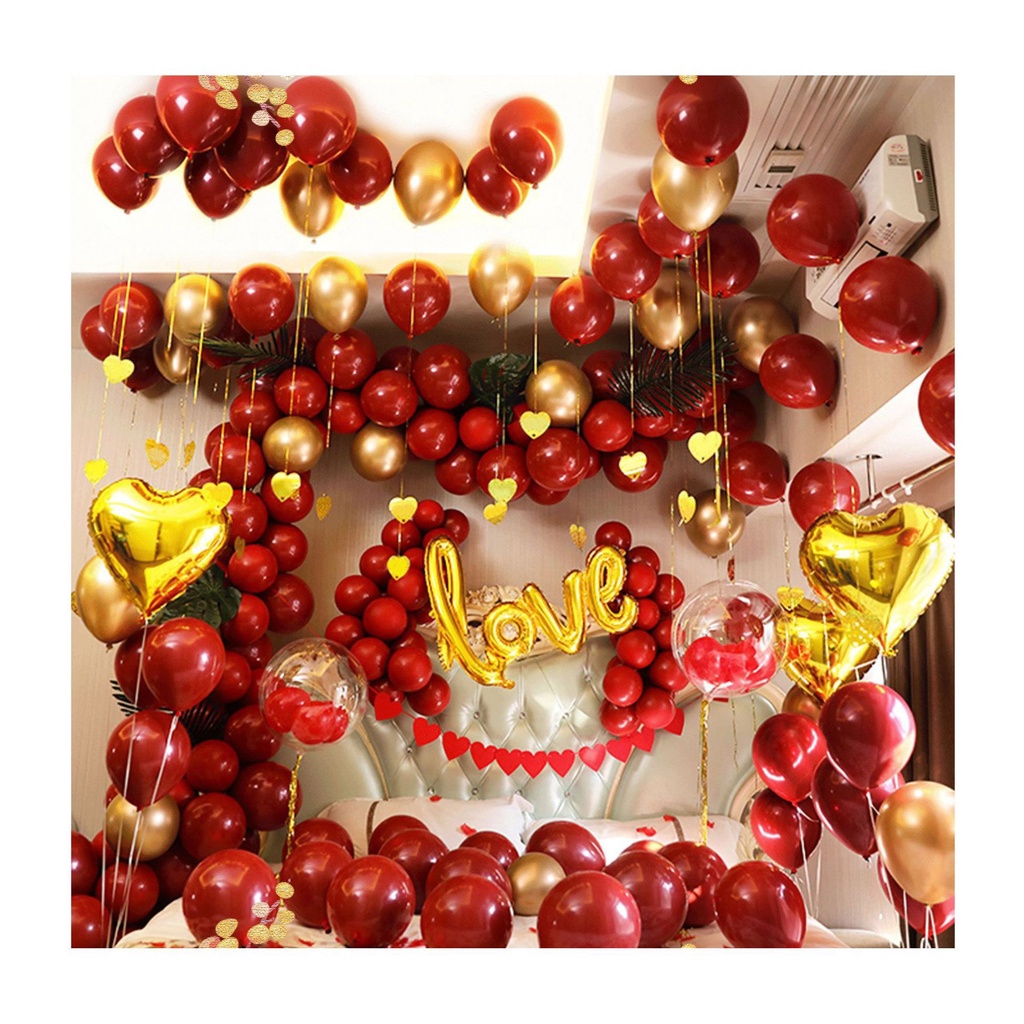 [Tặng 100 cánh hoa hồng] Set Bóng Bay Trang Trí Phòng Cưới Tân Hôn Nhiều Mẫu GH00