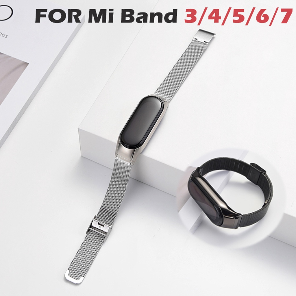 Dây Đeo Thay Thế Bằng Kim Loại Không Gỉ Cho Xiaomi Mi band 7 Mi band 3 / 4 / 5 / 6