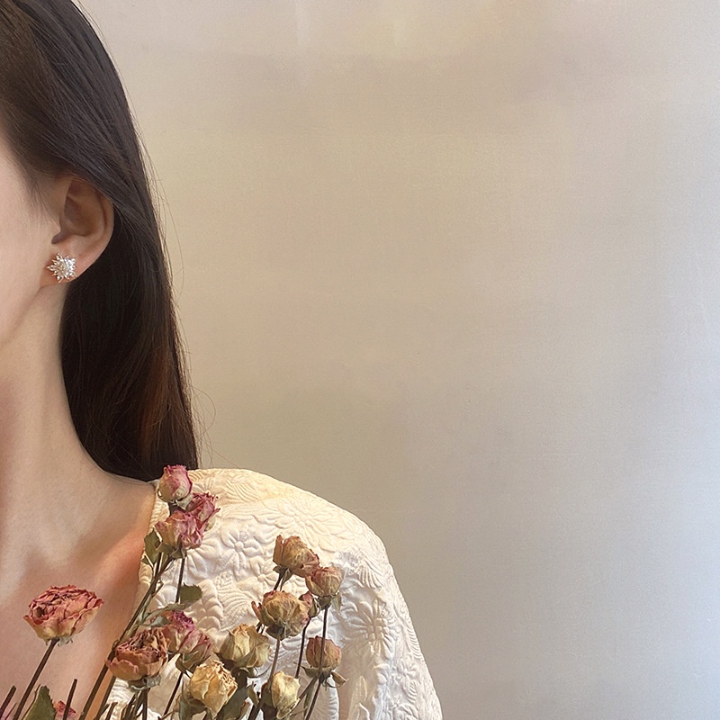 Bông Tai Mạ Bạc 925 Đính Kim Cương Nhân Tạo Thời Trang Hàn Quốc