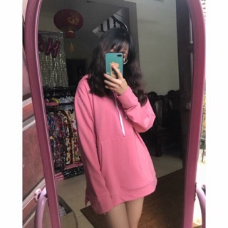 Hoodie nỉ trơn lì - Hồng vỏ đỗ
