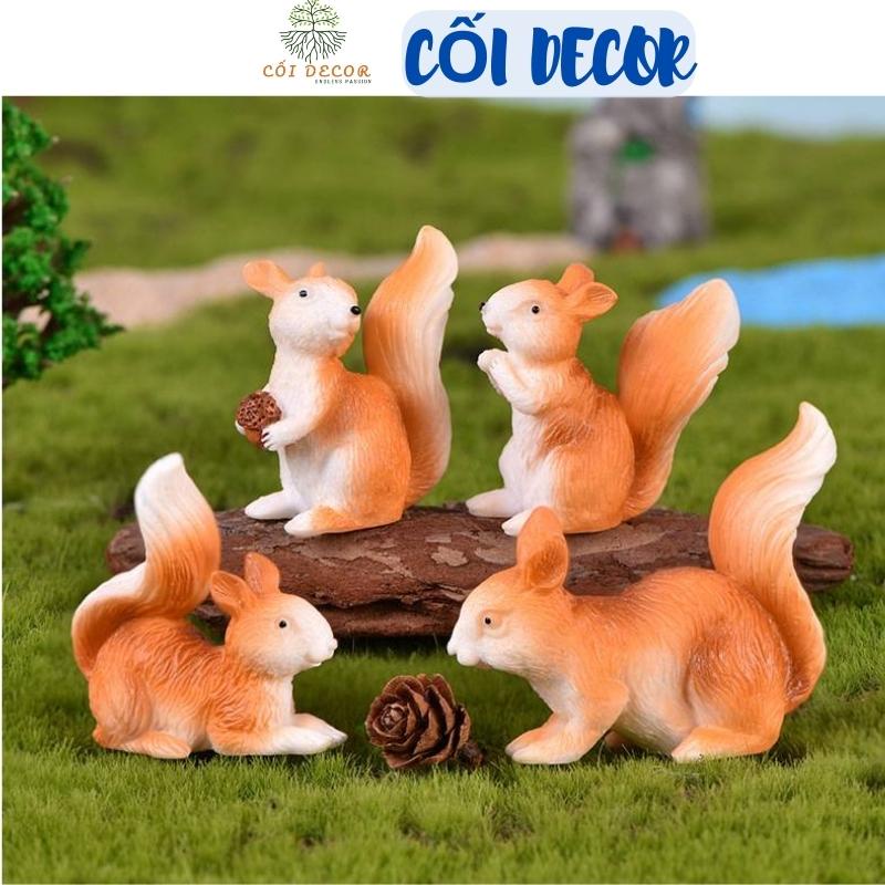 Tiểu cảnh mini giá rẻ ❤️ Freeship ❤️ Mô hình đàn sóc vui nhộn trang trí tiểu cảnh, sen đá, sân vườn