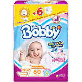 Tặng 6 miếng tã quần size M - Miếng lót Bobby Newborn 2 - 60 miếng/ bịch