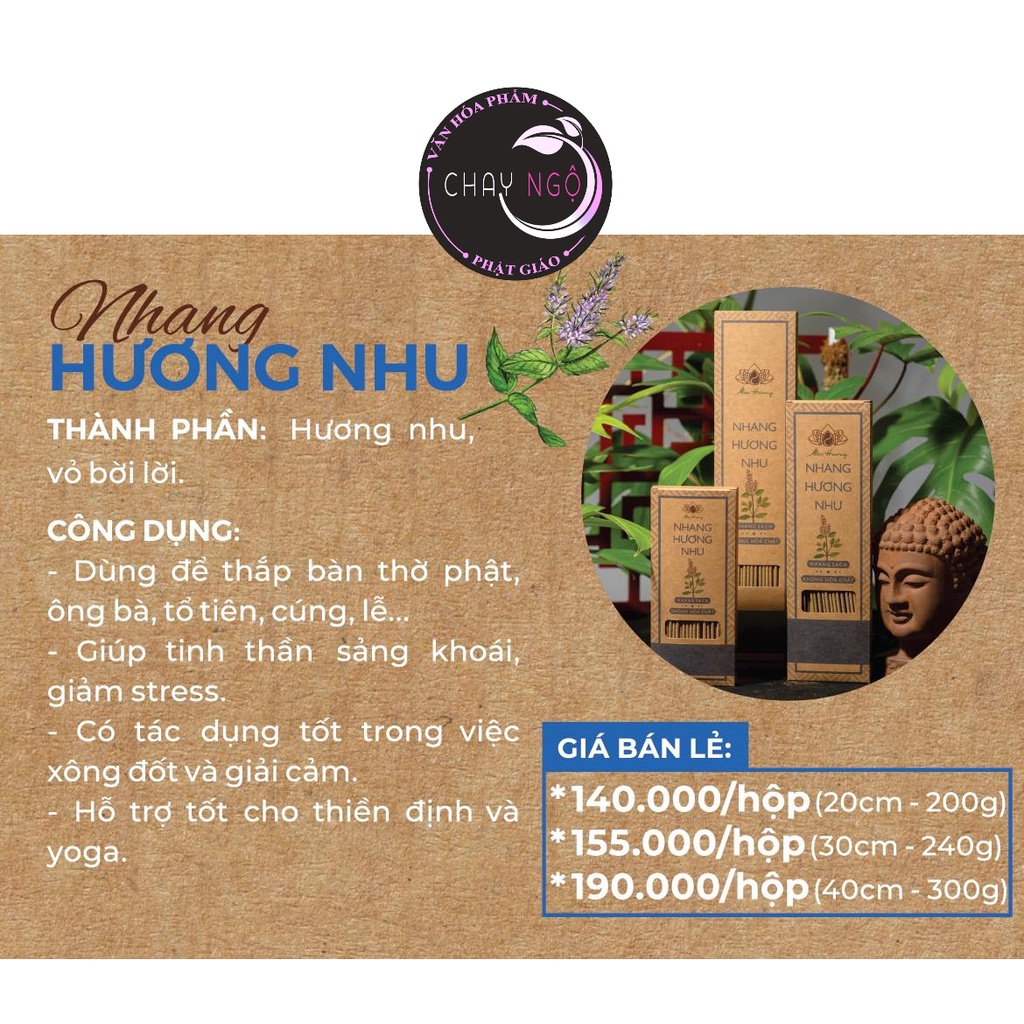 Nhang sạch Mộc Hương 30cm - 100% từ thiên nhiên Hương Hương Nhu