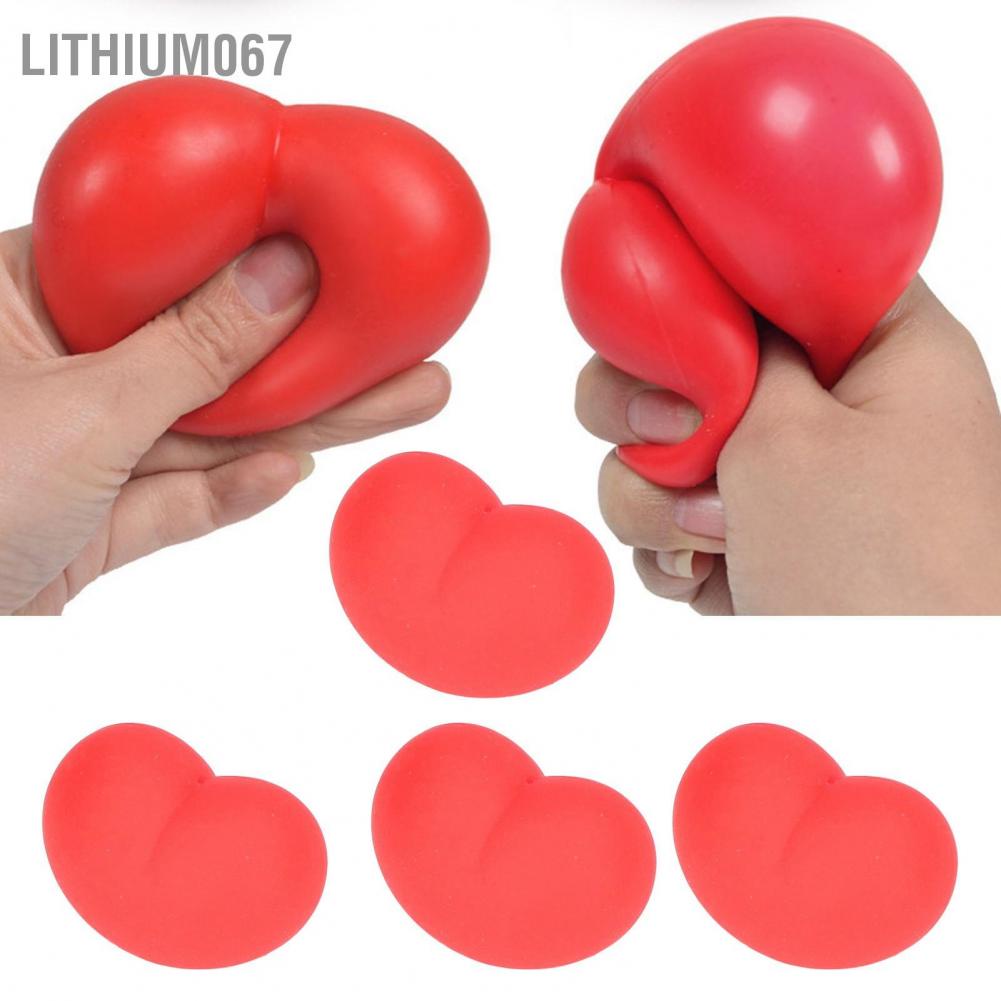 Lithium067 12 cái Đồ chơi căng thẳng trái tim Đàn hồi mềm cao su mô phỏng hình màu đỏ Hình giải nén bóng trẻ em Người lớn