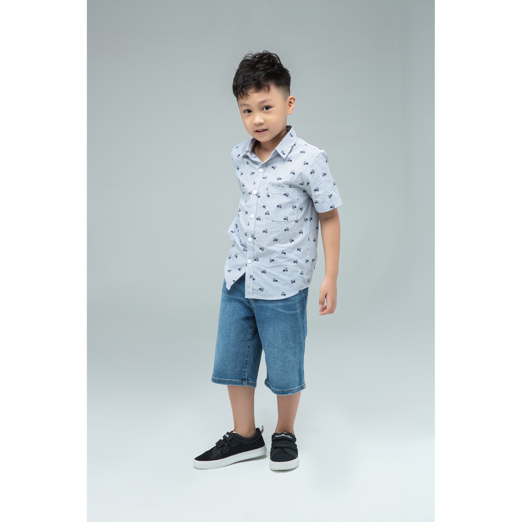 Áo sơ mi bé trai kẻ họa tiết IVY moda MS 16K1133