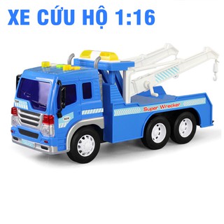 Mô hình xe ô tô cứu hộ đồ chơi trẻ em tỉ lệ 1:16 có âm thanh và đèn xe chạy đà
