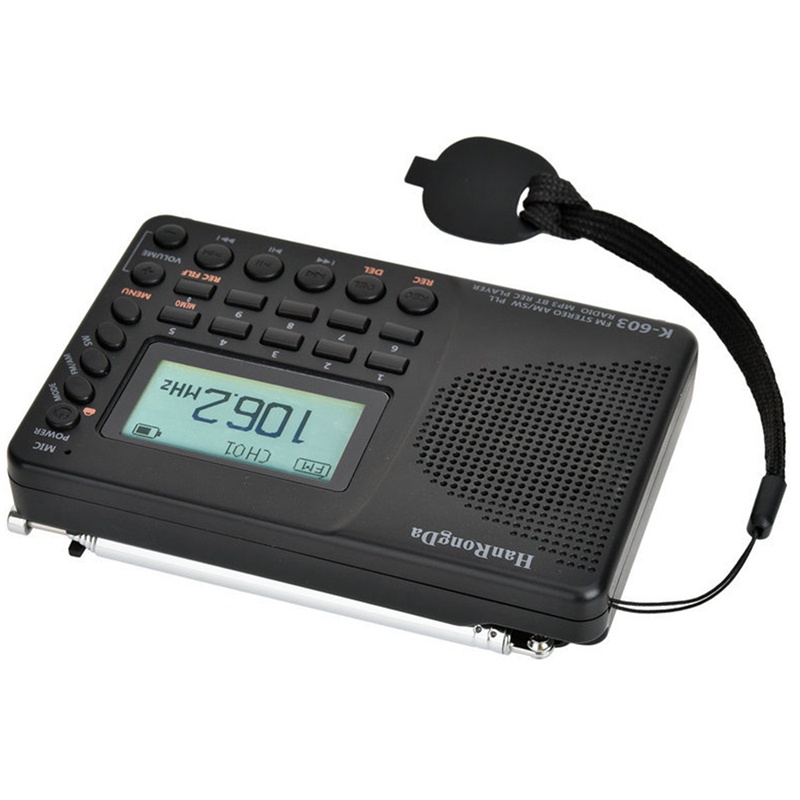 HanRongDa K-603 Full Band Radio Bluetooth FM AM SW Portable Pocket Radios MP3 Digital REC Recorder Support Micro-SD Card