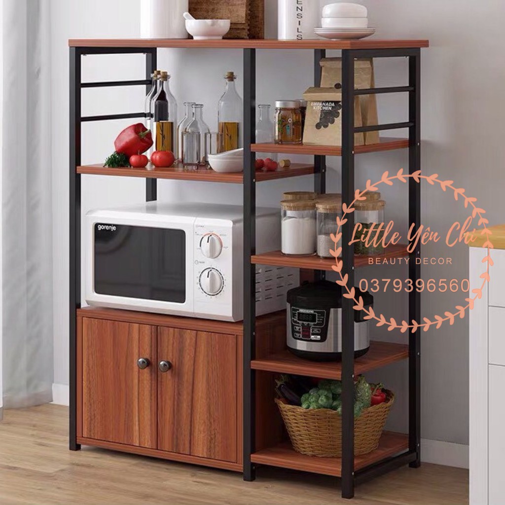 (Miễn Phí ship) Kệ lò vi sóng, kệ gia vị, kệ bếp đa năng 5 tầng (nội thất bếp và phòng ăn) ( Màu Nâu)