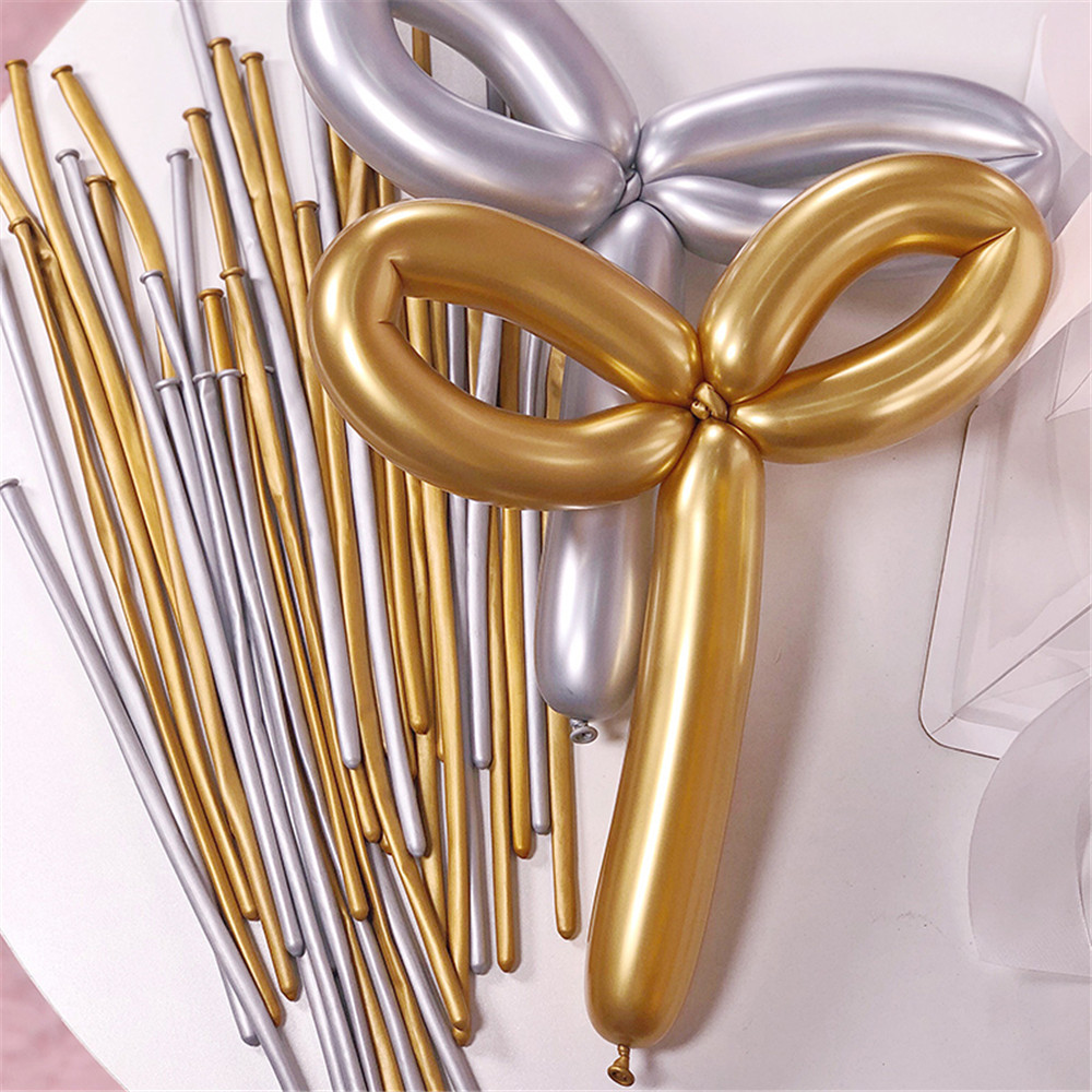 10Pcs/lot Metallic Pearl Latex Balloon / Long Shape Metal Twisting Balloon / Wedding Birthday Party Decoration