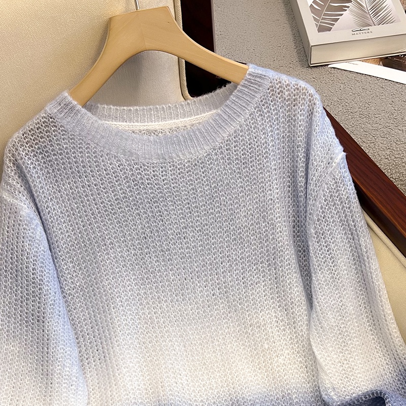 Áo sweater Dệt Kim Thay Đổi Màu Sắc Phong Cách Hàn Quốc