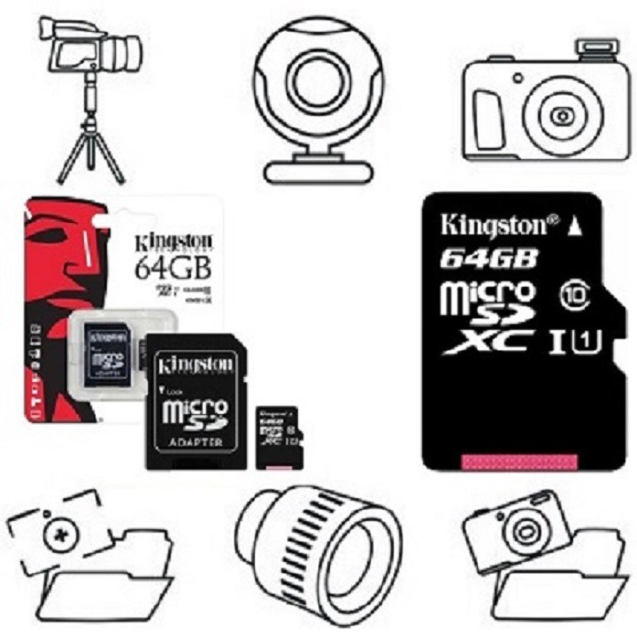 Thẻ nhớ Kingston 64GB – KINGSTON MicroSD Class10 – CHÍNH HÃNG – Bảo hành 5 năm – Kèm Adapter