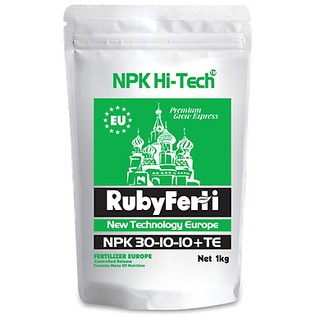Phân bón NPK Hi-Tech: RubyFerti NPK 30-10-10+TE (1 kg) - Sử dụng được cho mọi loại cây