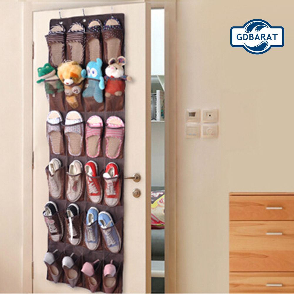 Túi đựng giày dép có móc treo tường sau cửa vải không dệt 24 ngăn giữ gọn gàng tiện lợi