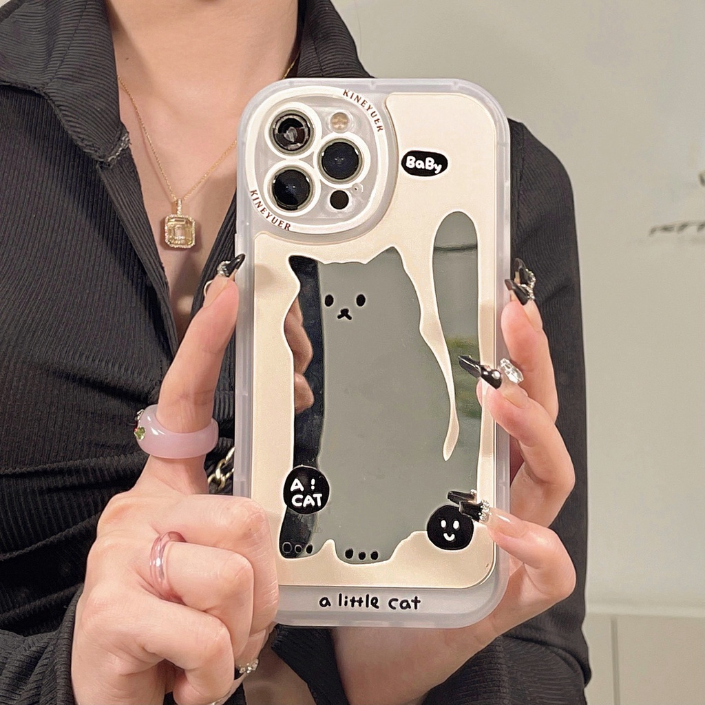 Ốp Điện Thoại Mềm Chống Sốc Có Gương Cho iPhone 14 13 12 Pro Max 11 Pro Max X XS Xr 7 8 Plus