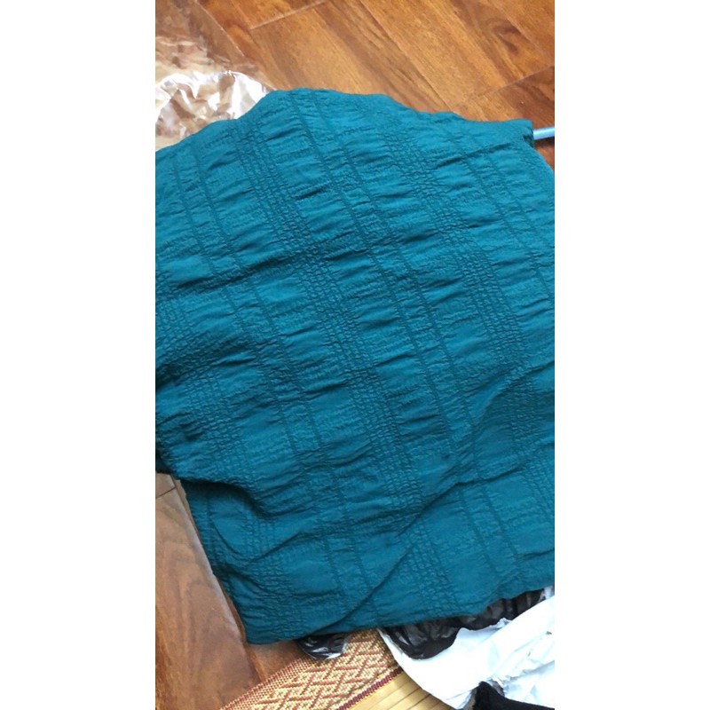 [Hình thật]Đầm xanh cổ vịt hở lưng form dài may 2 lớp Laluas