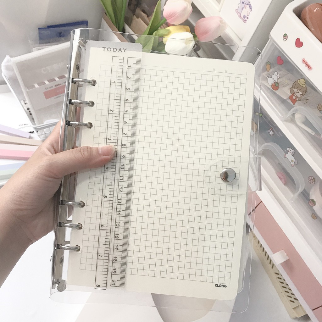 Binder Bìa Dẻo Cao Cấp Trong Suốt Size A5 Sẵn 200 Trang Giấy KLONG 120 GSM Cực Dày Sổ Bullet Journal Planner