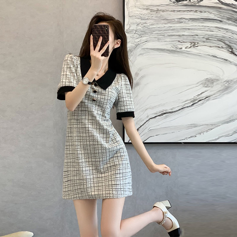 Jiashucheng Đầm Thời Trang Retro Pháp Xinh Xắn Thanh Lịch