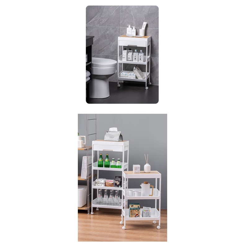 Kệ Đựng Mỹ Phẩm Bằng Gỗ Có Bánh Xe Đẩy Chống Bụi Đa Năng Cho Nhà Bếp / Phòng Tắm