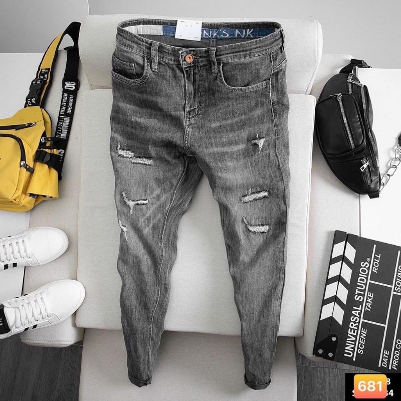 Quần jean nam cao cấp đẹp giá rẻ,quần bò màu xám rách xước TAKA 78 | BigBuy360 - bigbuy360.vn