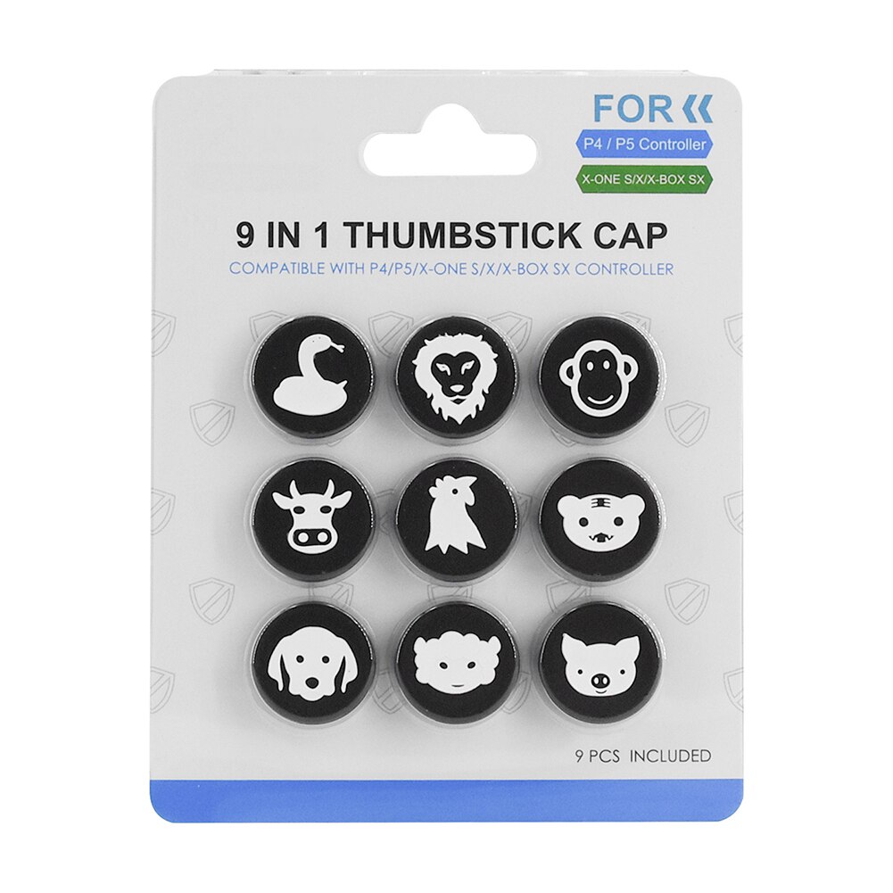 9pcs Soft Silicone Thumb Grip Stick Cap Cover for PS5 PS4 Xbox One S X Series S X Controller Analog Thumb Stick Animal Cap Cover