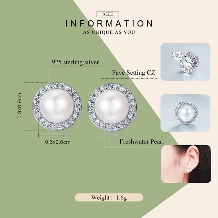 BAMOER Bông Tai BạC 925 Đính Đá CZ Hình Giọt Nước SCE122