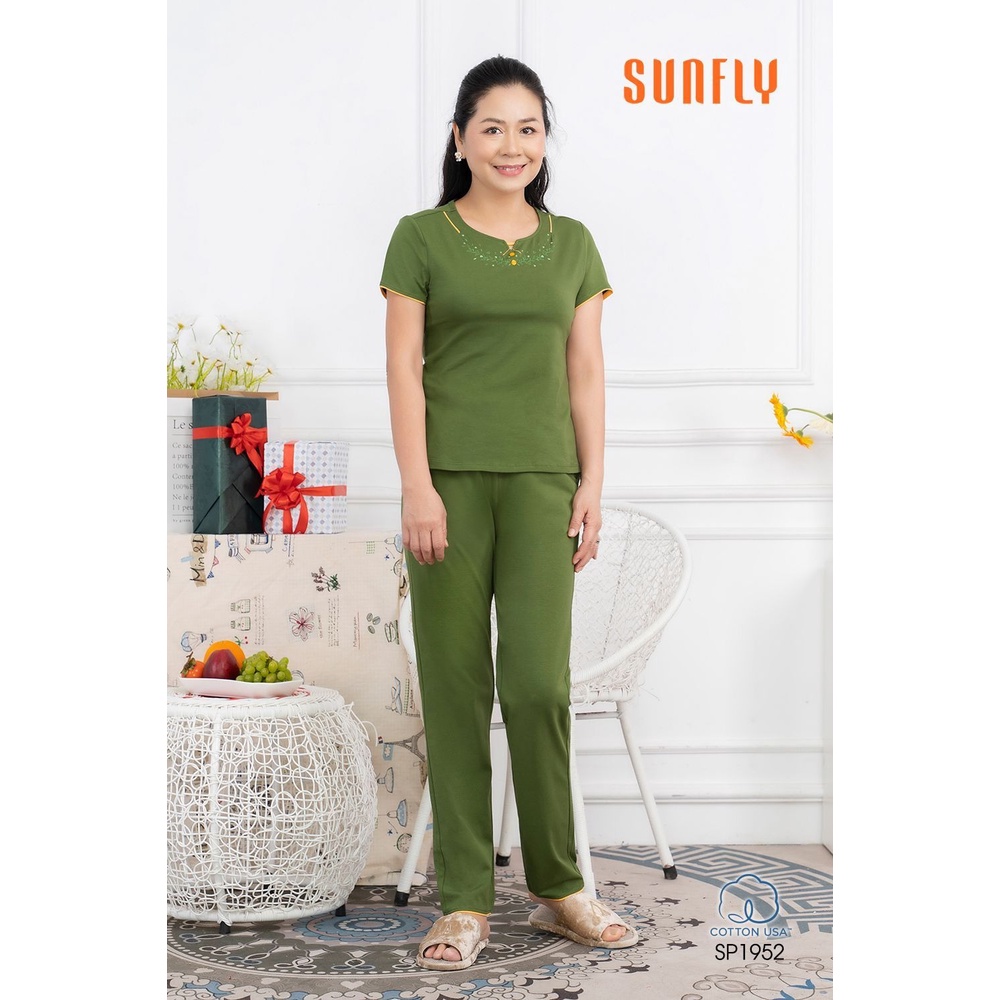 SP1952 - BỘ MẶC NHÀ COTTON ÁO CỘC QUẦN DÀI